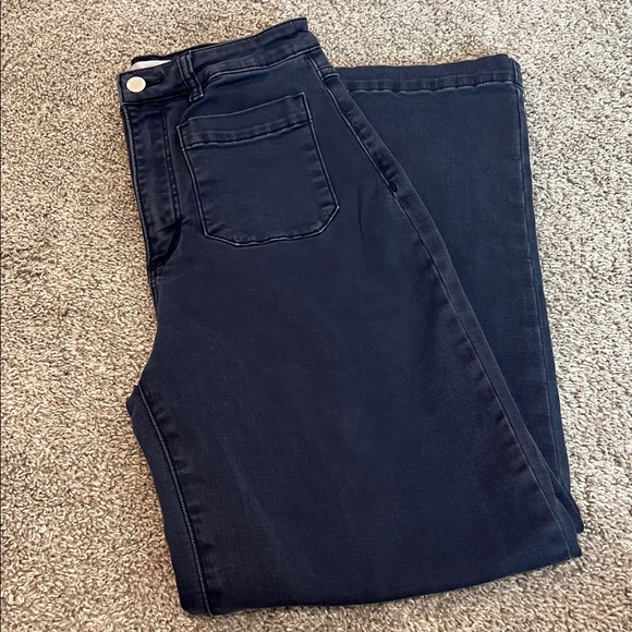 Rolla’s High Rise Wide Leg Jeans Size 27 Dark Wash Navy Straight Leg Aussie 9 - Picture 3 of 13
